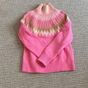 J. Crew Pink and Cream Fairisle Sweater Supersoft